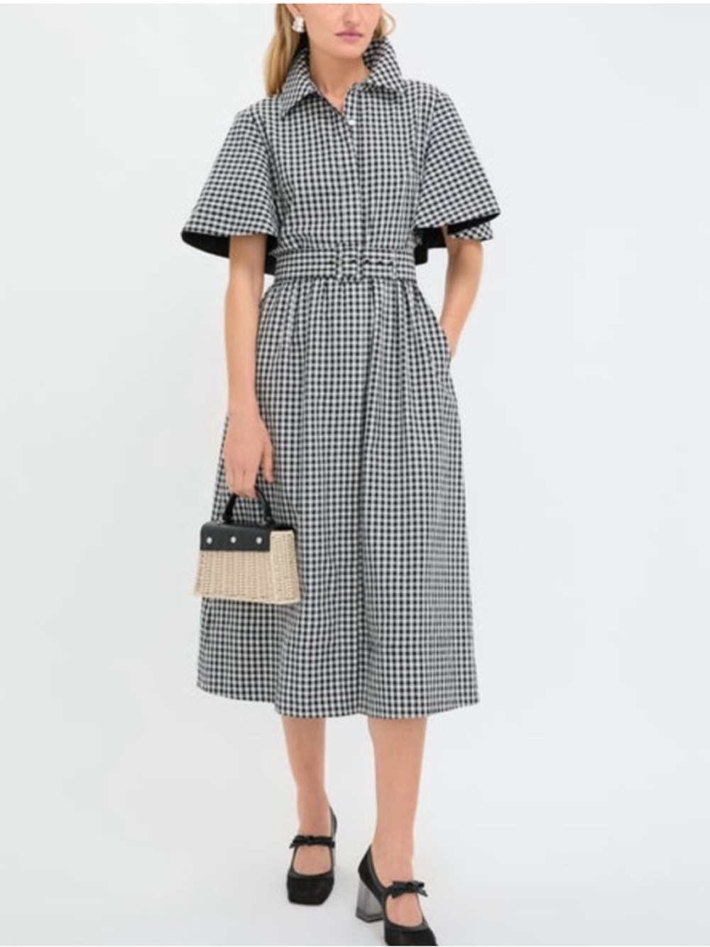 TUCKERNUCK Black Gingham Cape Chloe Dress Black White NEW NWT Size Small